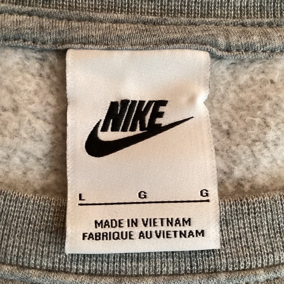 Nike Swoosh Crew Neck Pullover Sweatshirt Unisex Gray - Picture 7 of 9